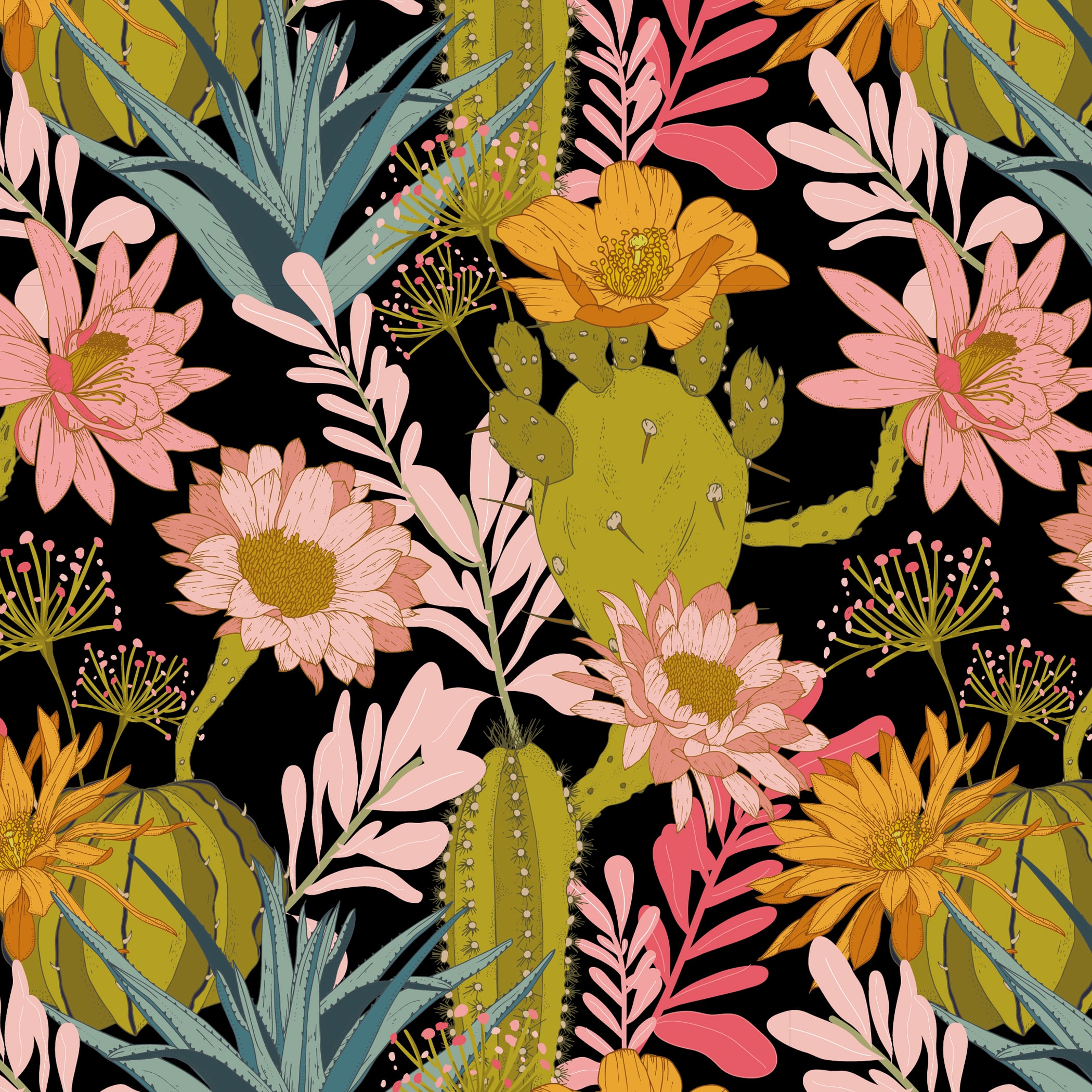 Motif illustré – design textile et papeterie – Rhoedaé