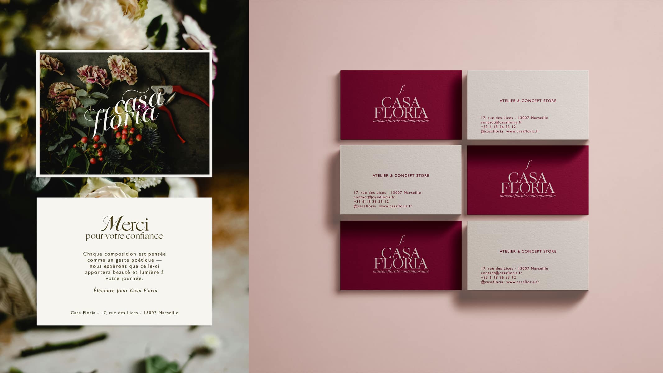 Projet Casa Floria – identité visuelle fleuriste contemporaine