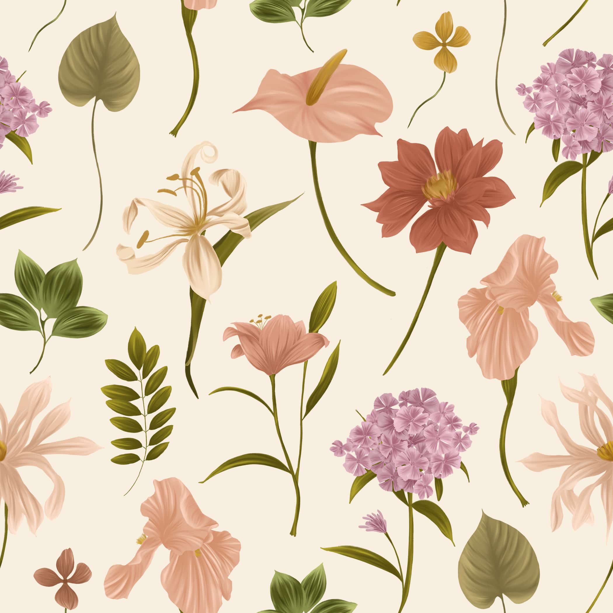 Motif illustré – design textile et papeterie – Rhoedaé