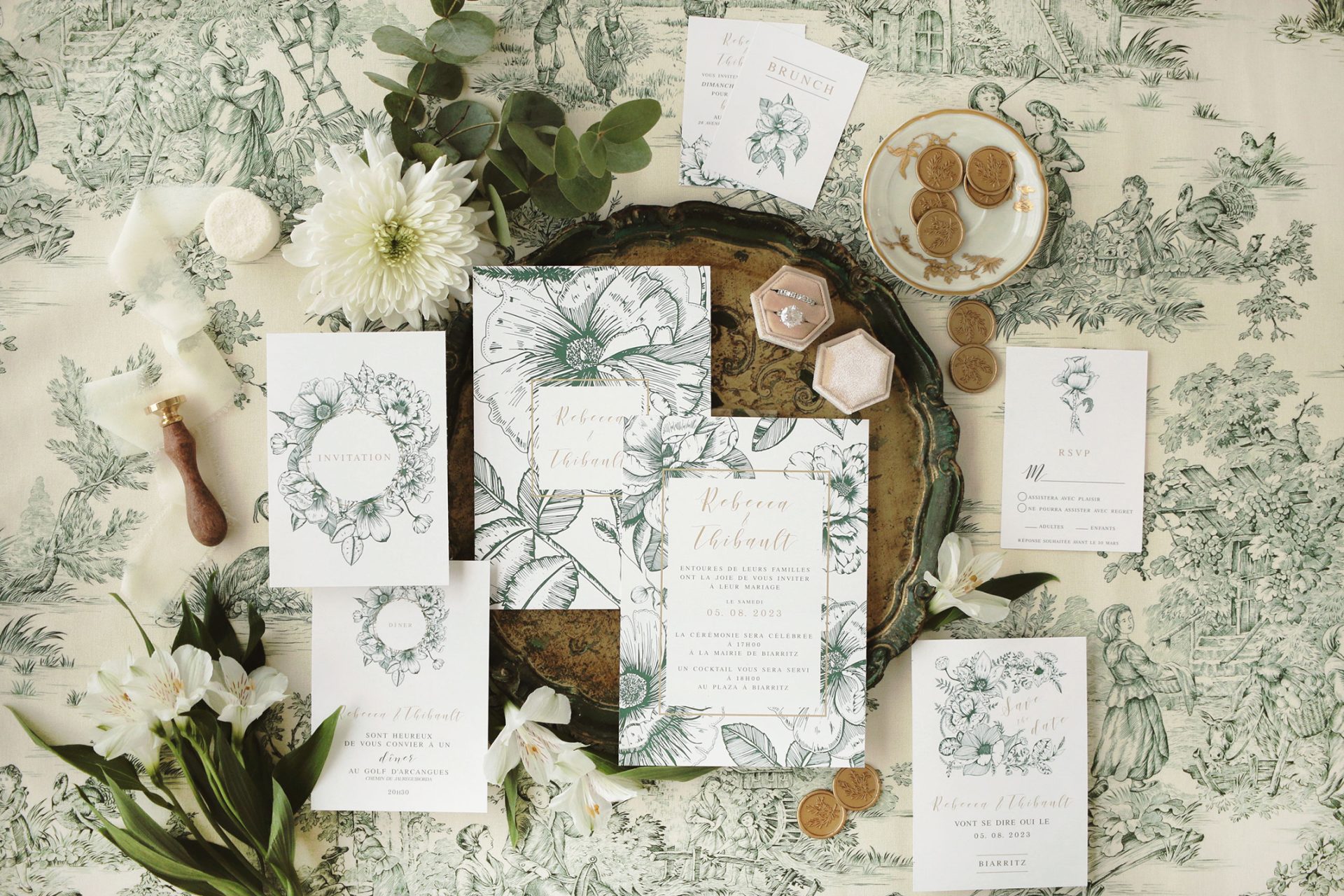 Papeterie de mariage sur papier texturé – création Rhoedaé pour Maison Célestine