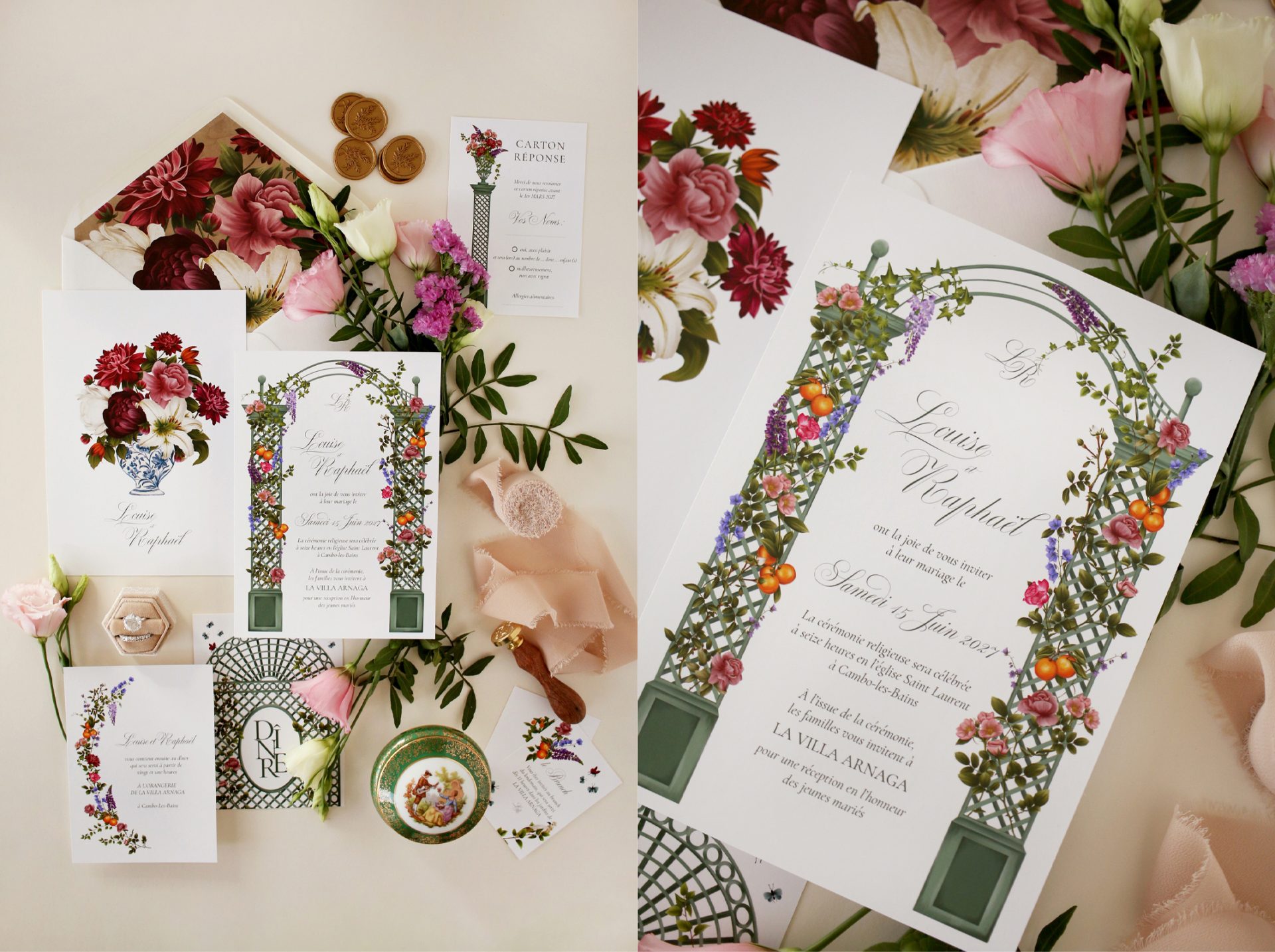Papeterie de mariage sur papier texturé – création Rhoedaé pour Maison Célestine