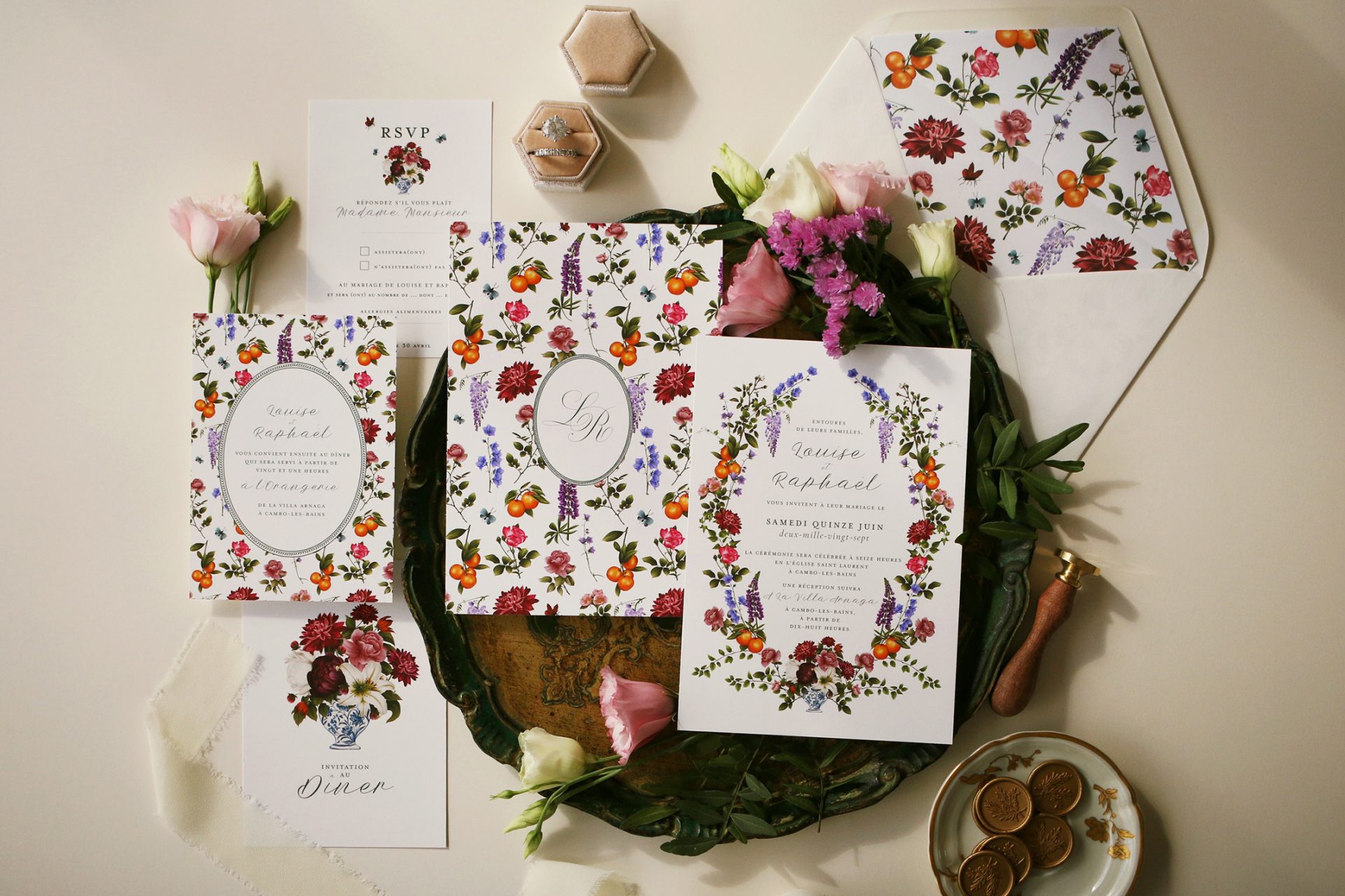 Papeterie de mariage sur papier texturé – création Rhoedaé pour Maison Célestine
