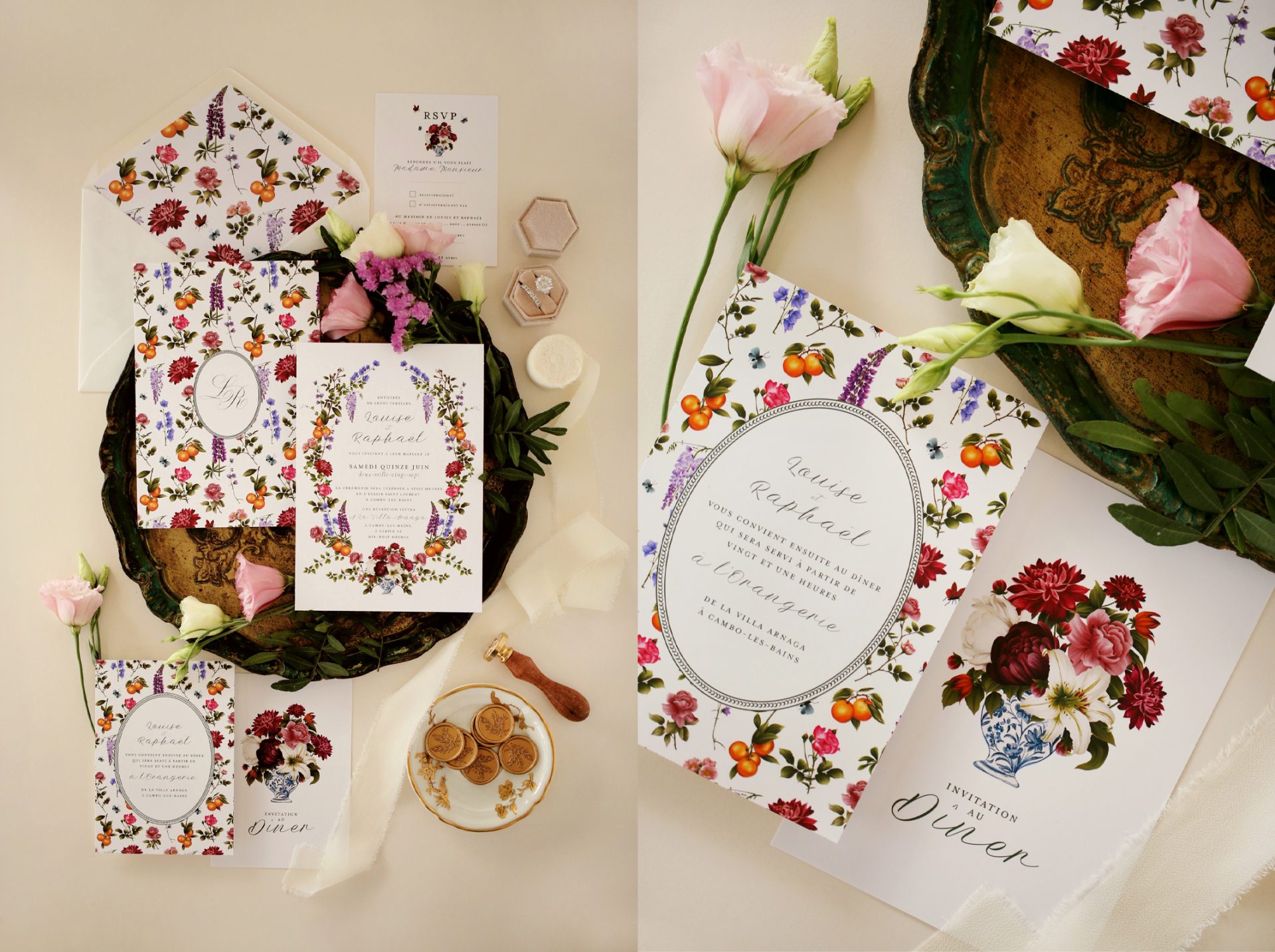 Papeterie de mariage sur papier texturé – création Rhoedaé pour Maison Célestine