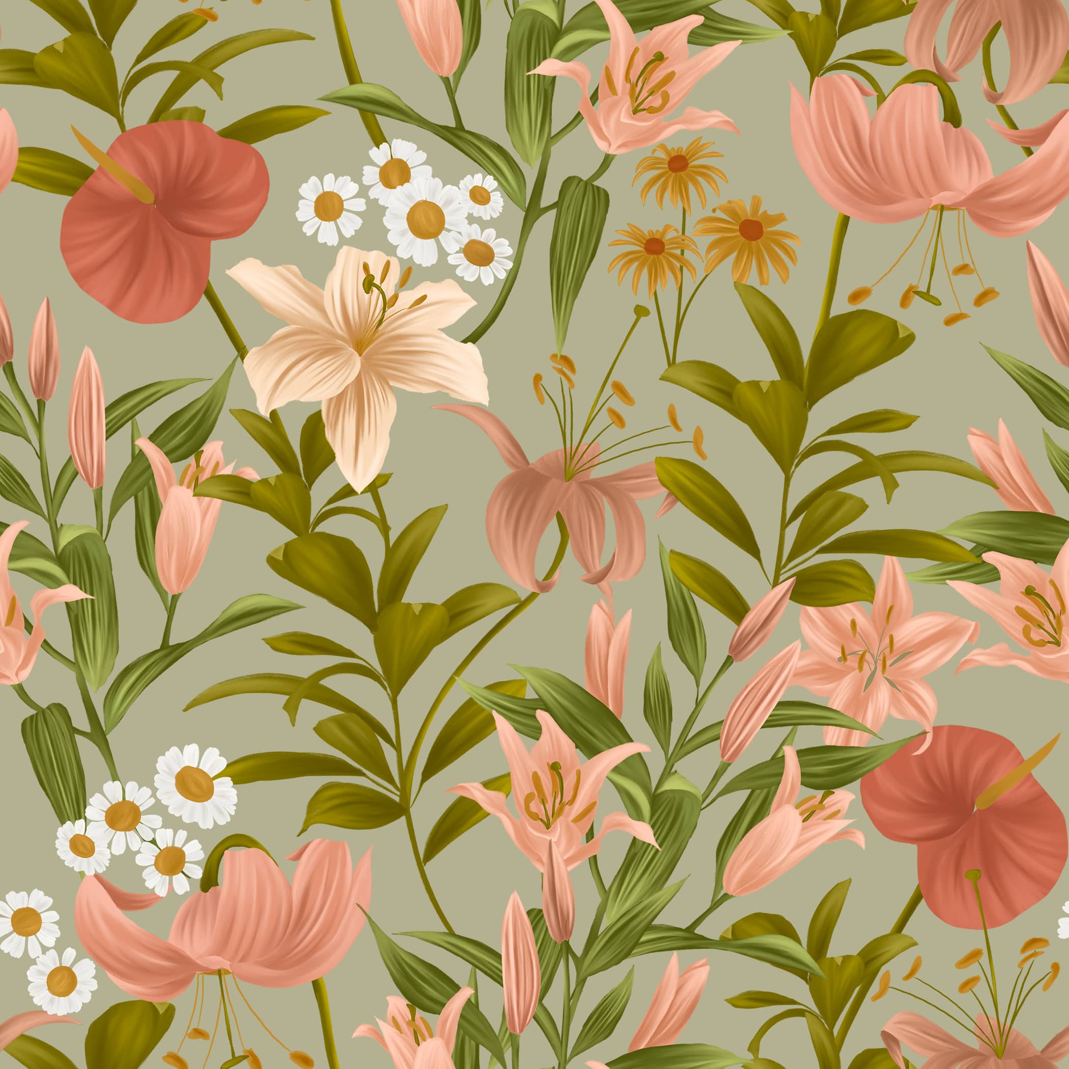 Motif illustré – design textile et papeterie – Rhoedaé