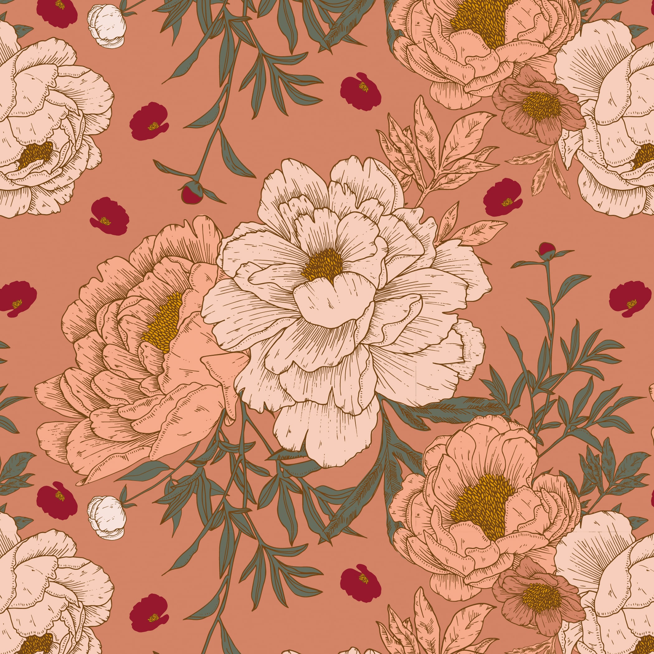 Motif illustré – design textile et papeterie – Rhoedaé