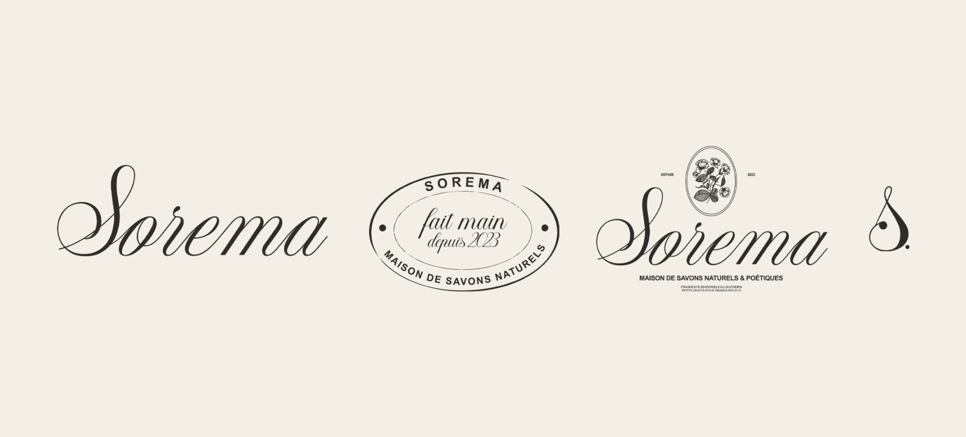 identité visuelle de la marque de savons Sorema – branding artisanal et poétique