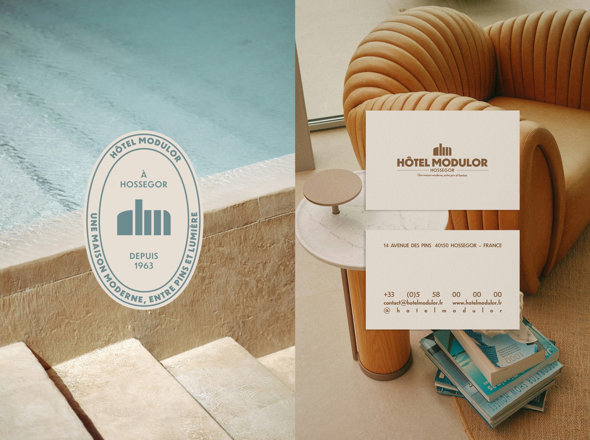 Identité Visuelle hôtel Modulor par le studio de graphisme Rhoedaé au Pays Basque