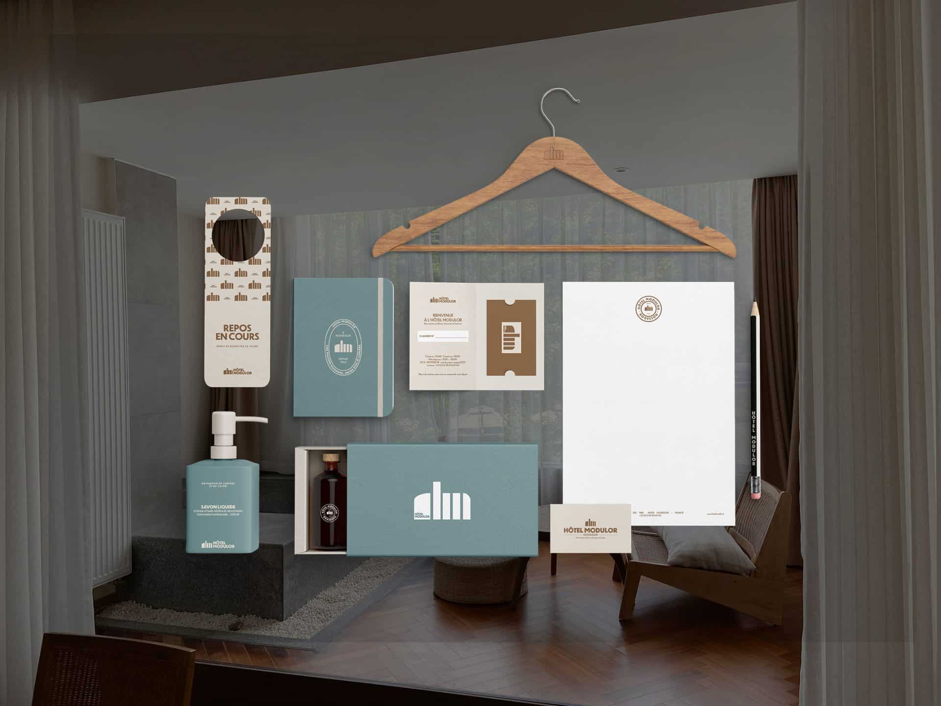 Identité Visuelle hôtel Modulor par le studio de graphisme Rhoedaé au Pays Basque
