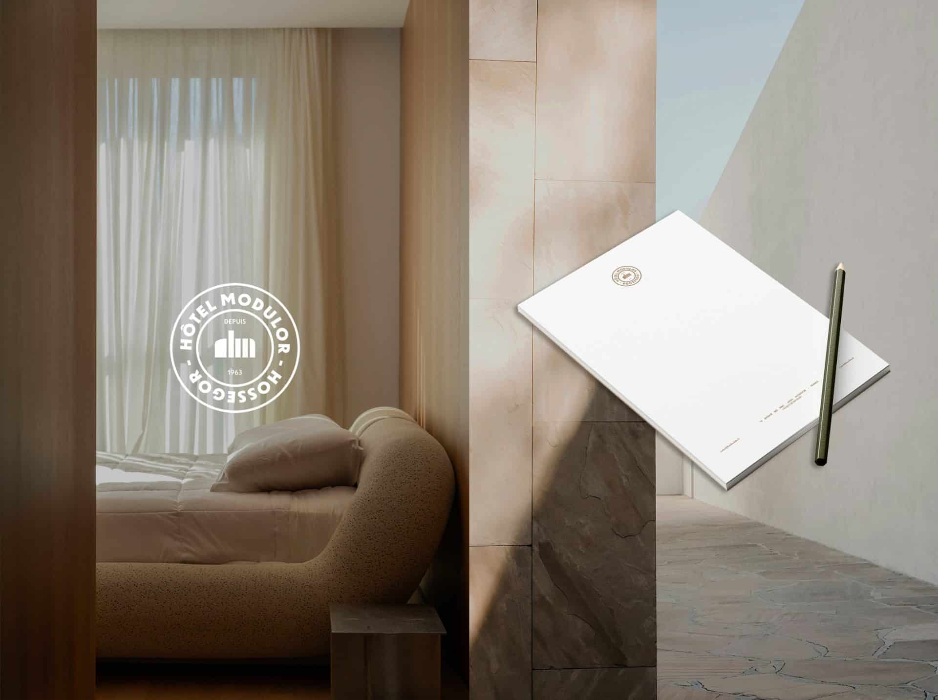 Identité Visuelle hôtel Modulor par le studio de graphisme Rhoedaé au Pays Basque