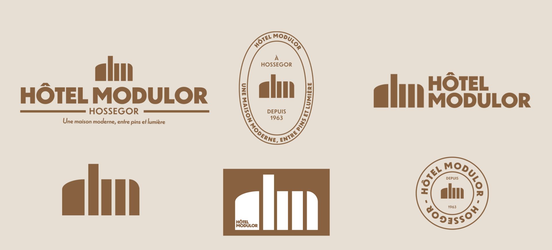 Identité Visuelle hôtel Modulor par le studio de graphisme Rhoedaé au Pays Basque